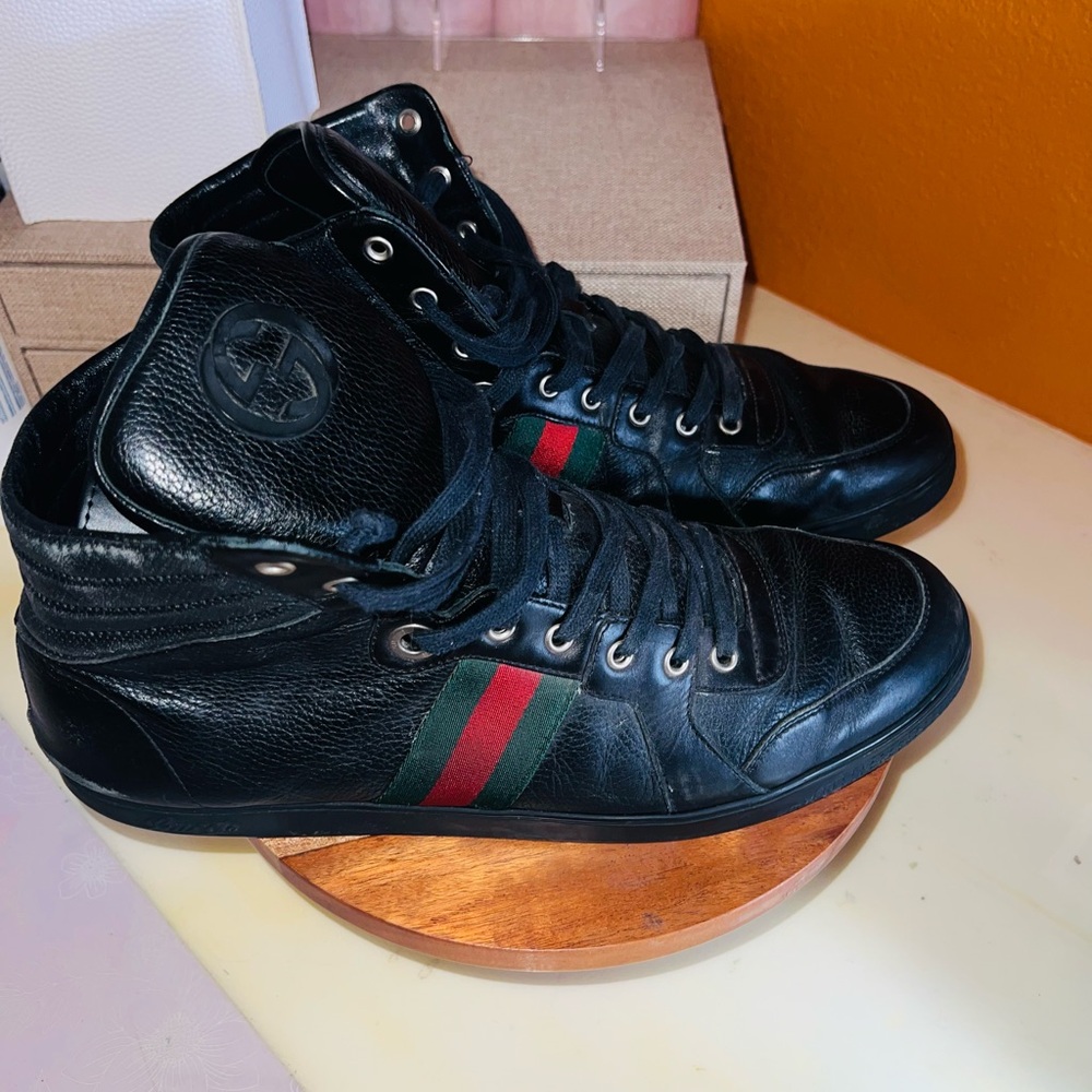 Vintage Men gucci coda high top sneakers in black leather